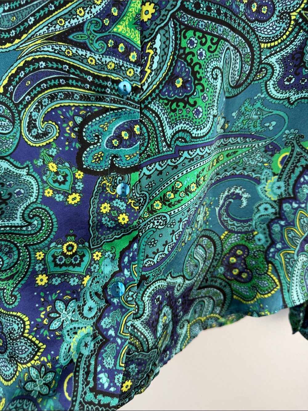 L’Agence Tyler Silk Blouse Deep Lagoon Paisley Bandana Button Up Long Sleeve XST - Picture 8 of 16